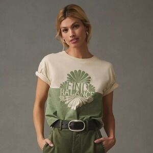 Anthropologie Patriot Paints Kenzie Parrott boxy crop top cream green large